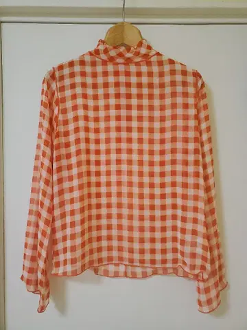 poppy 아사기니뇨 시스루 오렌지 체크