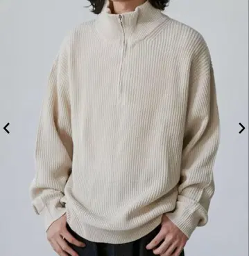 coen 빅 실루엣 아제 편직 하프 지퍼 벌키 니트 사이즈 L