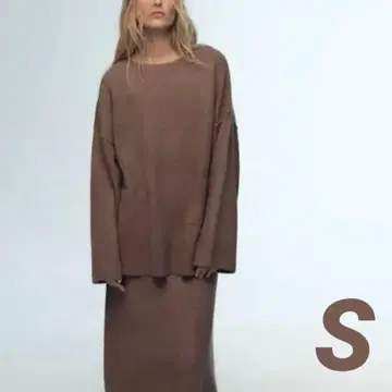 [ ZARA ] 플레인 니트 포켓 스웨터 S 브라운