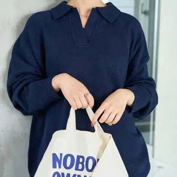 새상품급/네이비/폴로 옷깃 스키퍼 니트 풀오버