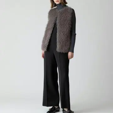 23AW allureville 자카드 인조 모피 콤비 니트 베스트