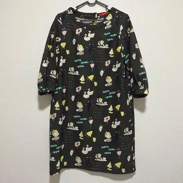 푸두두 POU DOU DOU 원피스 올 패턴 브라운