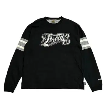 FREAKY 입체 자수 로고 긴팔 셔츠 맨투맨 Y2K 00s B계 블랙