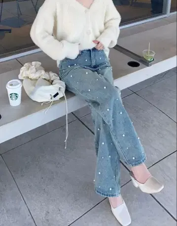 RiLi 펄 데님 팬츠 S 사이즈 미사용에 가까움