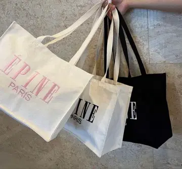 한정품 epine 샵백 토트백 캔버스 로고 아이보리 대용량