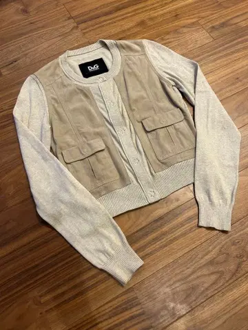 D&G 스웨이드 니트 가디건 콤비네이션 베이지 긴팔