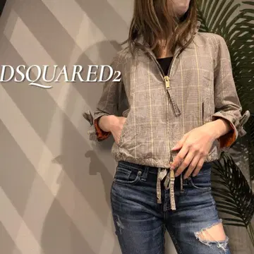 DSQUARED2 라이트 아우터 더블 지퍼 체크 무늬 자켓 사이즈 38