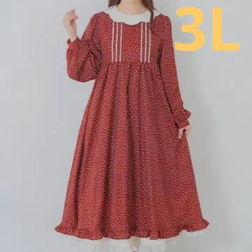 도트 무늬 마론 크림 원피스 레드 빨간색 시마무라 아오키 미사코 콜라보