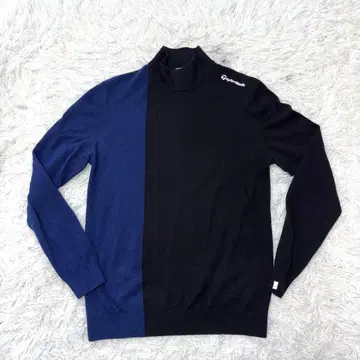 테일러메이드 니트 스웨터 V넥 바이컬러 네이비