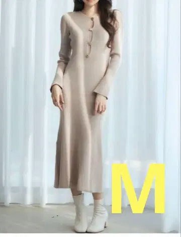 베이지 리브 니트 원피스 SAISON DE PAPILLON