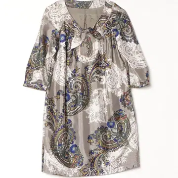 맥피 페이즐리 무늬 7부 소매 원피스 반소매 올 패턴 긴팔 튜닉 광택