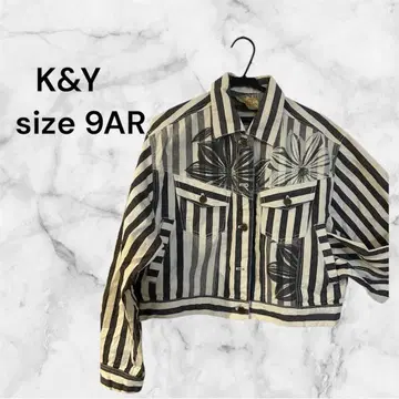 K&Y 스트라이프 꽃무늬 자켓 백 디자인 숏 자켓