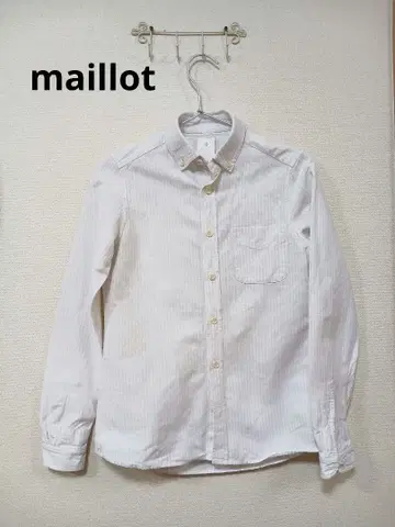 maillot 화이트 스트라이프 긴팔 셔츠 사이즈 0 여성용 셔츠