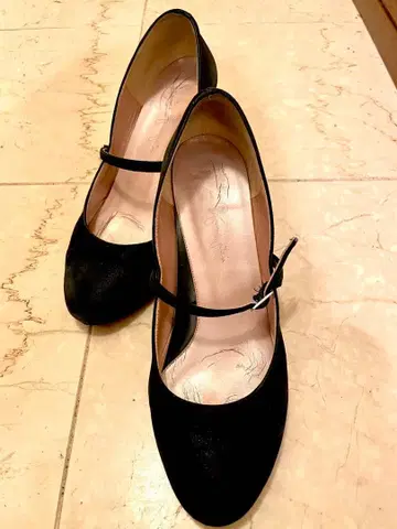 긴자 카네마츠 블랙 스트랩 하이힐 약 8cm