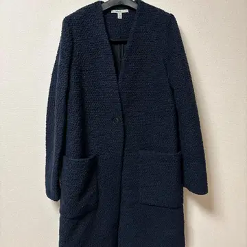 ZARA TRAFALUC 네이비 롱 코트 체스터 노카라