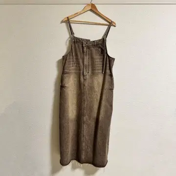 RADIATE 아지메 프론트 데님 오버롤 스커트