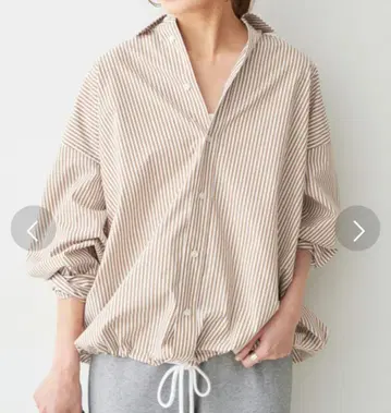 Spick & Span CO/PE 스트라이프 헴 개더 셔츠