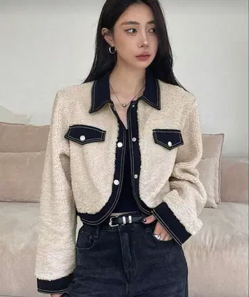 베이지 보아 자켓 DAZY 가을 신작 패치워크 여성용 자켓,