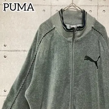 [인기 벨로아] 푸마 트랙 자켓 저지 자수 로고 리브 소매 라인 XL