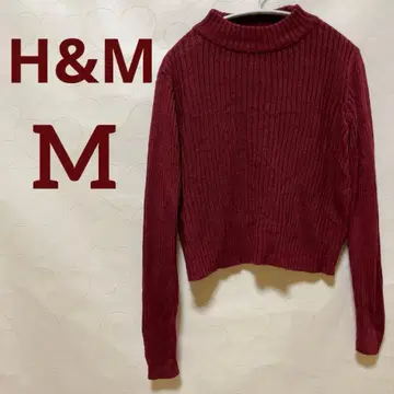 H&M 버건디 터틀넥 스웨터 M 숏 기장