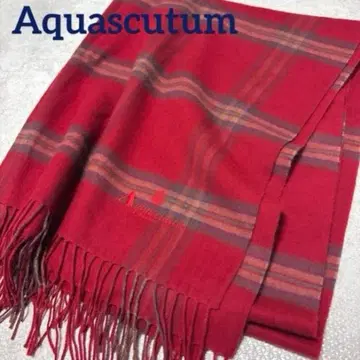 아쿠아 스큐텀 새상품급 울 스톨 대형 체크 무늬
