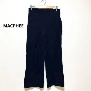 맥피 와이드 팬츠 네이비 슬랙스 허리밴딩 울100%