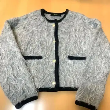 Ambiant 퍼 노카라 니트 자켓 그레이