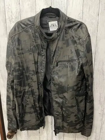 ZARA 카모 패턴 가죽 자켓 XL