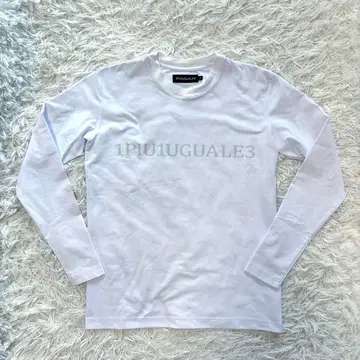 1piu1uguale3 롱티 화이트 스트레치 두꺼운 원단 백 로고