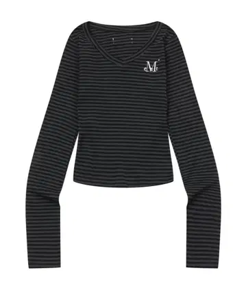 [ mucent ] 브이넥 스트라이프 롱슬리브 티셔츠