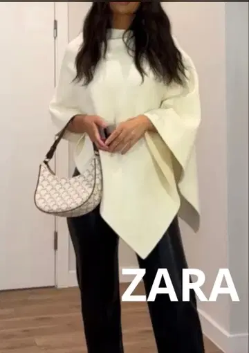 ZARA 비대칭 니트 케이프 M 아이보리