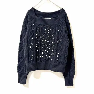 LOULOU WILLOUGHBY 펄 케이블 풀오버 니트