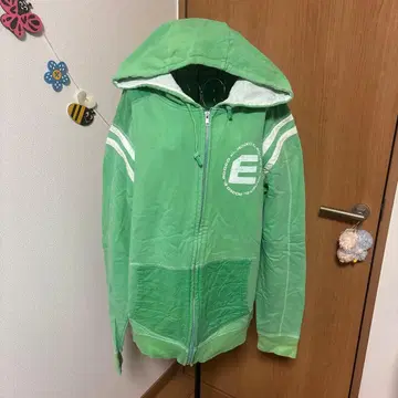 엘로데오 그린 후드 부착 집업 후드티