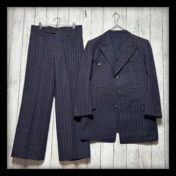 [ 새상품급 레어 빈티지 수트 셋업 ] 네이비 S~M 상당 스트라이프