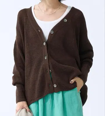 컨디션 최상 IENA 테이프얀 2WAY V넥 가디건 브라운
