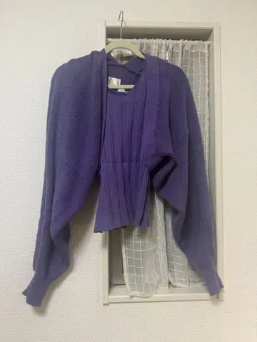 퍼플 니트 가디건