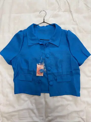 파란색 숏 슬리브 테일러드 자켓 L 사이즈