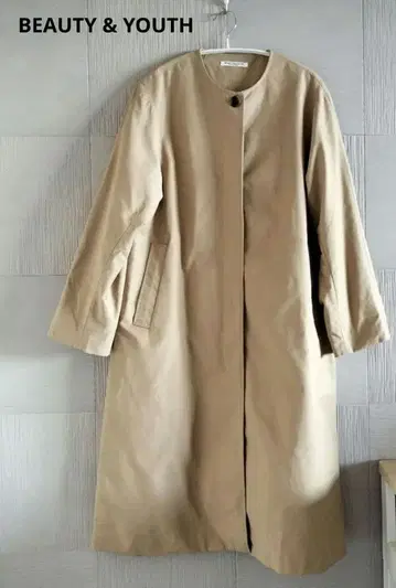 뷰티앤유스 코튼나일론 노카라 코트
