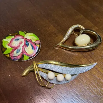 [빈티지] 브로치 3세트 꽃무늬 하트형