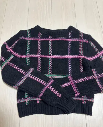 셰리에 sheller 스티치 체크 울 니트 블랙