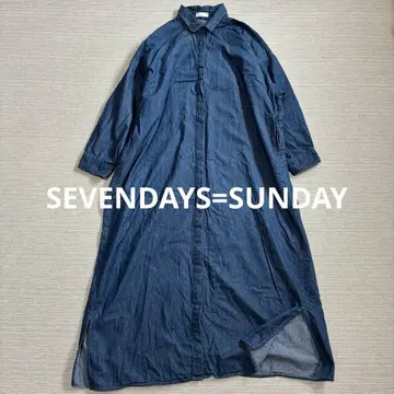 SEVENDAYS=SUNDAY 데님 셔츠 원피스 롱 인디고