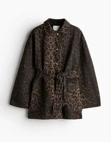 H&M 프리미엄 벨티드 레오파드 카 코트