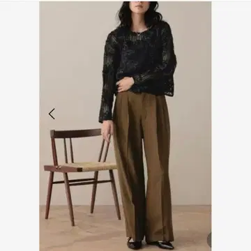 LOWRYS FARM 홉색 와이드 팬츠 브라운 M 롤리스