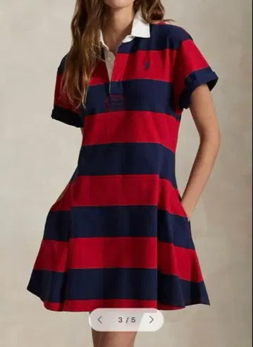 폴로 랄프로렌 스트라이프 코튼 저지 럭비 드레스