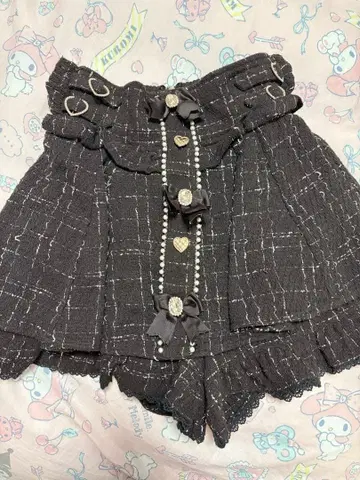 LIZLISA 리즈리사 트위드 서스펜더 치마바지 블랙