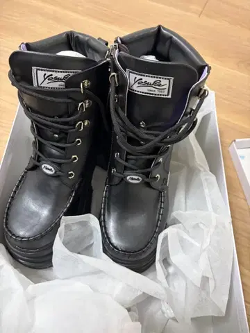 Yosuke 블랙 통굽 하이컷 부츠