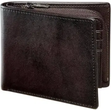 지갑 남성용 이단 접이식 컴팩트 지퍼 동전 지갑 탑 가죽 브라운