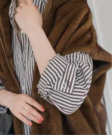 spick & span 50 코튼 오버 셔츠 브라운 베이스 새상품