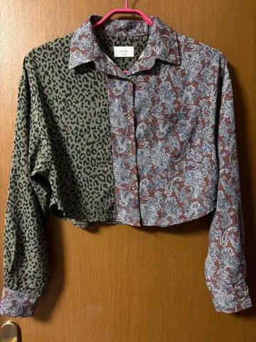 juemi 레오파드 페이즐리 셔츠 카키