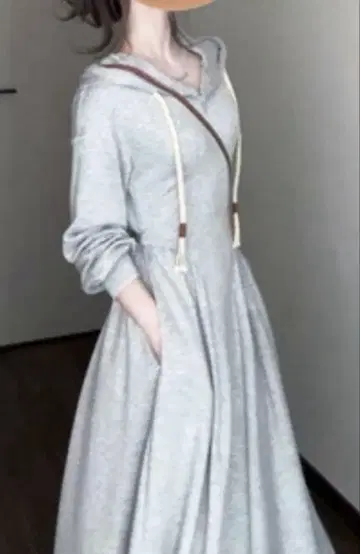 후드티 롱 원피스 캐주얼 걸리시 귀여운 맨투맨 원단